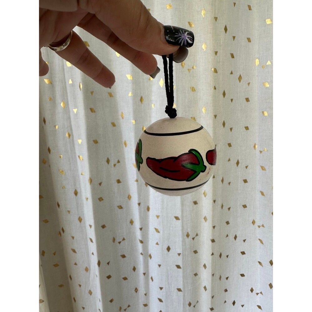 Hand-Painted Southwestern Chili Peppers Ceramic Miniature Ball Ornament